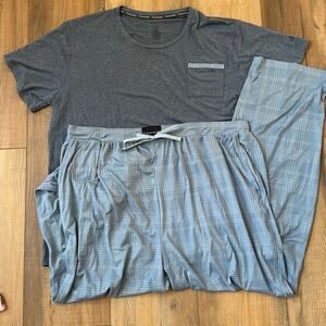 NWT Tahari Pajama Set Mens 2XL Light Blue Gray Ultra Soft Top Pants Loungewear